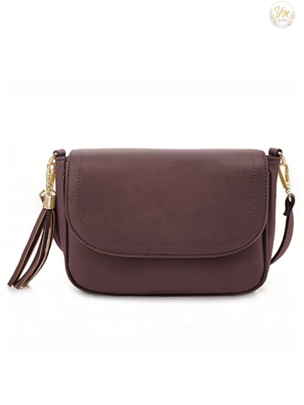 Small Flap Saddle Crossbody Bag Vegan Leather Tassel Shoulder Purse